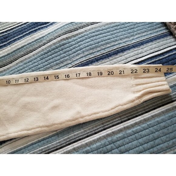 SIDE SLIT TURTLENECK EYELET DETAIL SWEATER SANDSTONE CREAM WOMENS SIZE SMALL - Picture 10 of 10